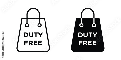 Duty free icon symbol. Icon in flat style and line. Black and white