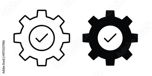 Easy installation icon symbol. Icon in flat style and line. Black and white