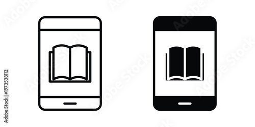 Ebook icon symbol. Icon in flat style and line. Black and white