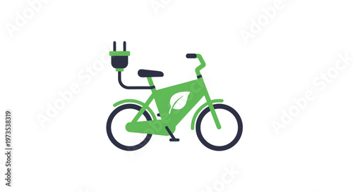 Green Electric Bicycle with Charger.