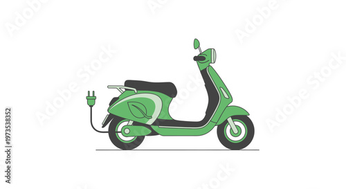 Green Electric Scooter Vehicle Transportation.