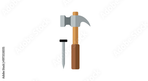 Hammer and nail tools for construction.