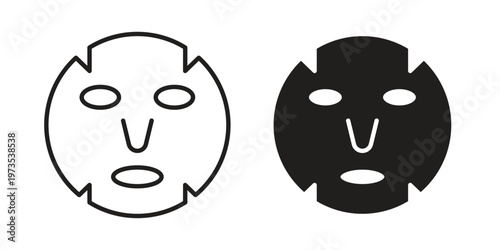 Face sheet mask icon symbol. Icon in flat style and line. Black and white