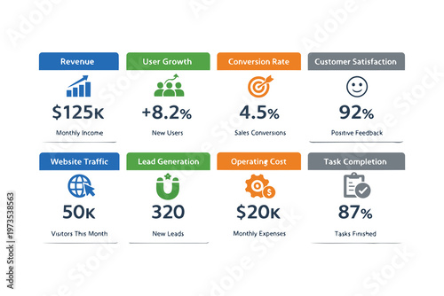 Summary of business performance metrics for the current month Vector