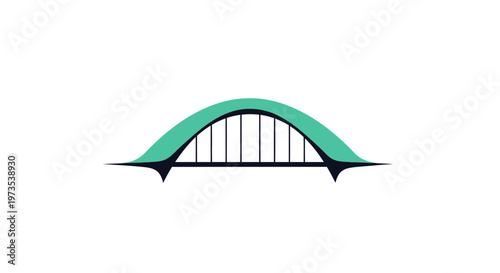 Green arch bridge structure.