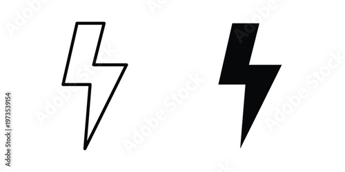 flash icon symbol. Icon in flat style and line. Black and white