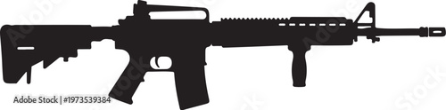 Black rifle silhouette, assault rifle icon, gun vector, firearm illustration
