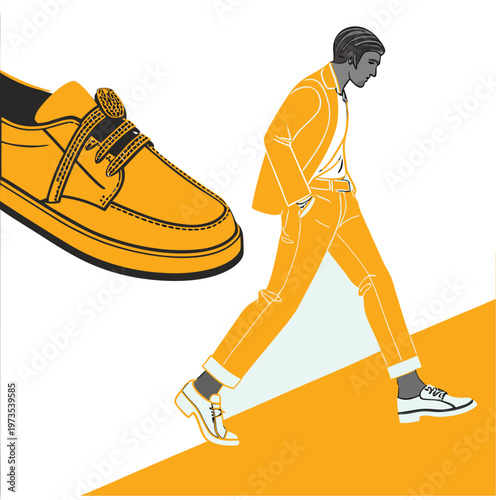 Various shoe illustrations set footwear sale business fashion industry clothing shop showcase seasonal sportive and elegant apparel sneakers gumshoes sandals flip flops and boots.