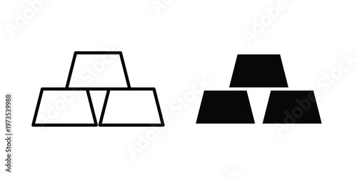 Gold icon symbol. Icon in flat style and line. Black and white