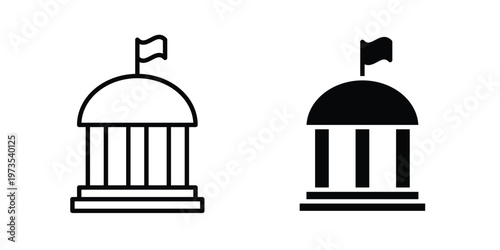 Government icon symbol. Icon in flat style and line. Black and white