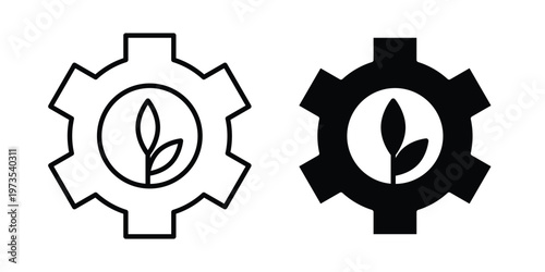 Green technology icon symbol. Icon in flat style and line. Black and white