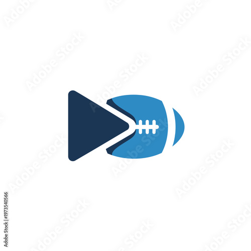 American football video play button icon.
