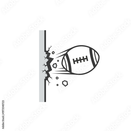 American football crashing through wall.