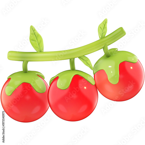 Fresh Organic Tomato Branch 3D Render
