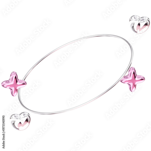 Glossy Heart Frame with Pink Accents