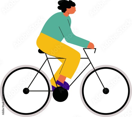 Woman riding bicycle. Modern flat active lifestyle character illustrations series