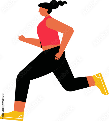 Running woman outline. Modern flat active lifestyle character illustrations series
