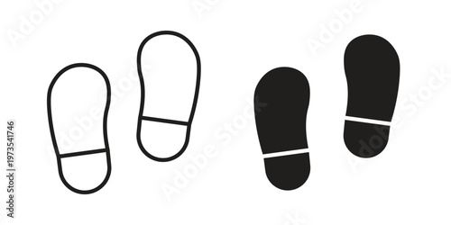 Imprint soles shoes icon symbol. Icon in flat style and line. Black and white