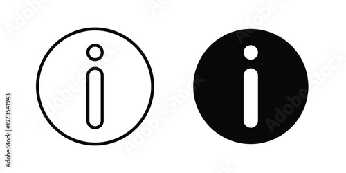 Information icon symbol. Icon in flat style and line. Black and white