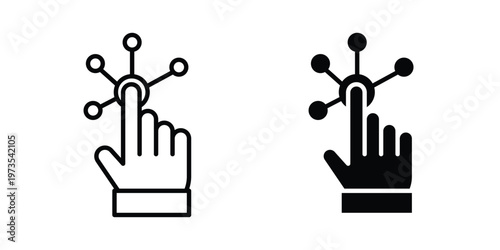 Interactivity icon symbol. Icon in flat style and line. Black and white