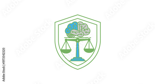 Law Justice Scale Brain Logo Design.