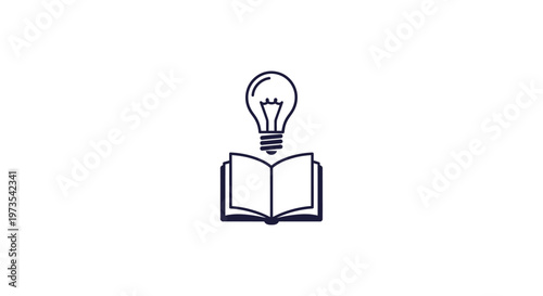 Light Bulb on Open Book Symbol.