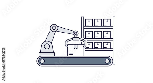 Industrial robotic arm machine loading boxes.