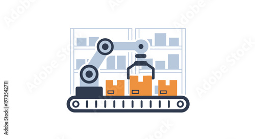 Industrial robotic arm on conveyor belt.