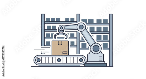 Industrial robotic arm on conveyor belt.