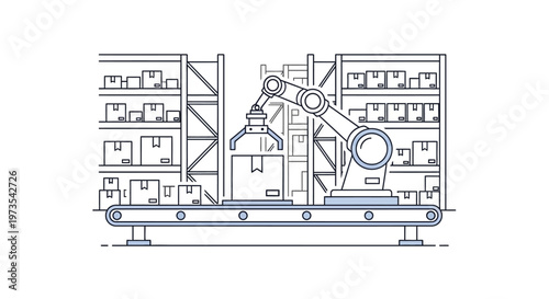 Industrial robotic arm on rail system.
