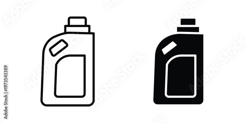 liquid detergent icon symbol. Icon in flat style and line. Black and white