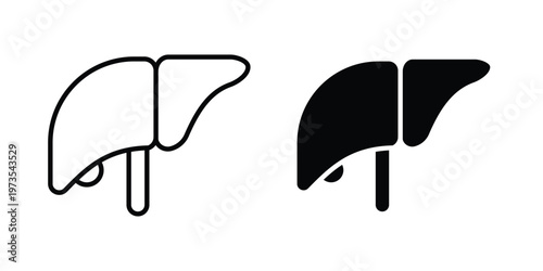 Liver icon symbol. Icon in flat style and line. Black and white