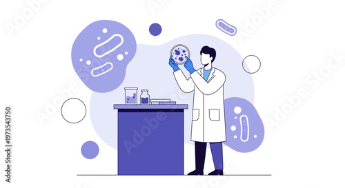 Scientist examining bacteria culture in laboratory, microbiology research, science concept