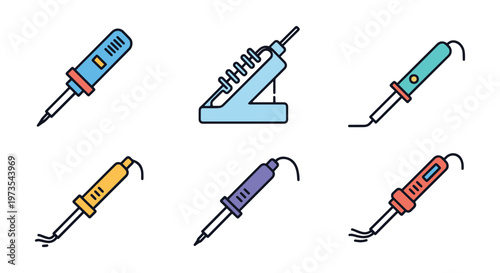 Soldering Iron Line art vector creative colorful shapes