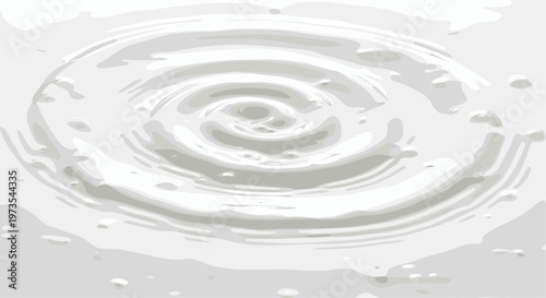 Vector abstract background featuring a creamy white liquid swirl with ripples and bubbles creating a realistic milk or yogurt splash texture for design
