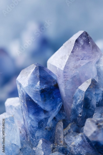 closeup of blue crystals, showcasing their natural beauty and variety in color.
