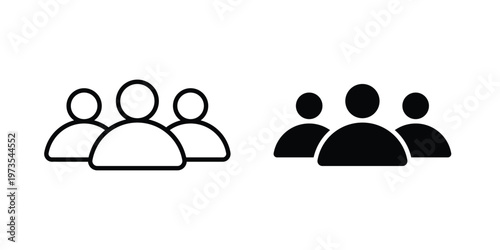Member group icon symbol. Icon in flat style and line. Black and white