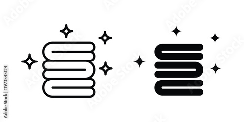 Neat fold clothes icon symbol. Icon in flat style and line. Black and white