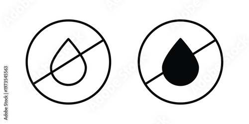Oil free icon symbol. Icon in flat style and line. Black and white
