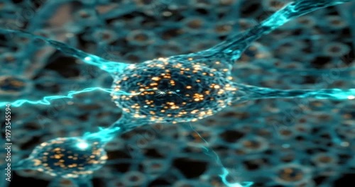 Neurons under microscope in brain.