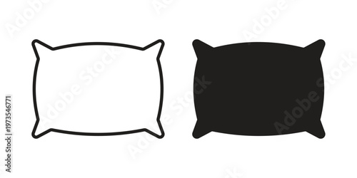 Pillow icon symbol. Icon in flat style and line. Black and white