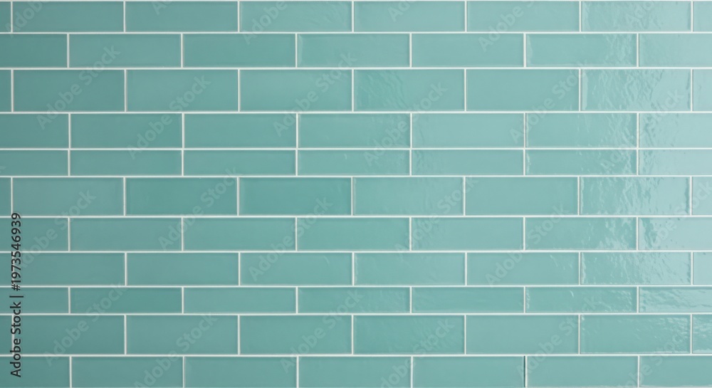 Fototapeta premium Glossy Turquoise Subway Tile Wall for Kitchen or Bathroom Backsplash