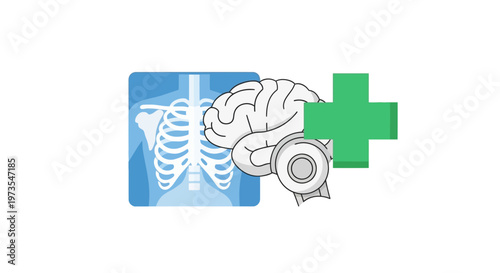 Medical Brain Spine Health Care Symbol.