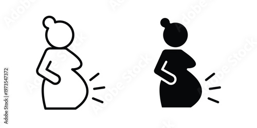 Pregnancy complications icon symbol. Icon in flat style and line. Black and white