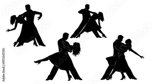 Dynamic Silhouettes of Couples Engaged in Ballroom Dance Moves
