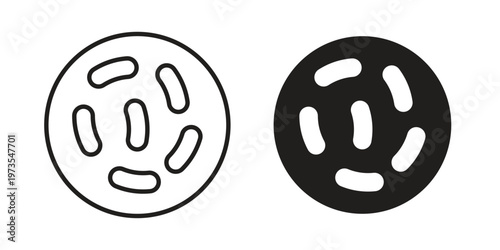 Probiotics bacteria icon symbol. Icon in flat style and line. Black and white