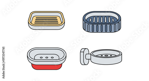 Soap Dish Line art vector set creative abstract color design