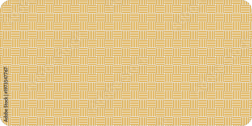Seamless golden woven pattern with repetitive square blocks of horizontal and vertical lines creating a basket weave texture.
