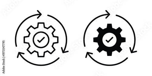 Productivity and efficiency icon symbol. Icon in flat style and line. Black and white