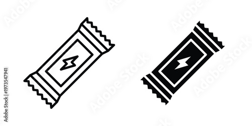 Protein bar icon symbol. Icon in flat style and line. Black and white